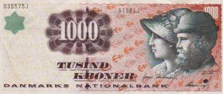 Denmark 1000 Kroner 1998.  Thomsen Signatures