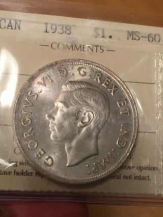 1938 Canada Silver Dollar - Bu / Unc,