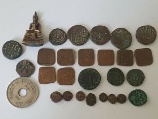 Ancient coin joblot medal islamic mongol mughal india sikh ranjit dev kushan 7