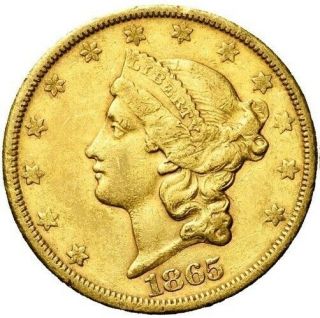 United States Of America 20 Dollars 1865 S Gold 33,  43 Grams State
