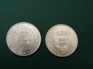 Portugal 1968 and 1970 St.  Thomas Island (Portugal) 50 Escudos SILVER UNC 2