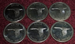 6 Gem Elizabeth Ii 1967 Commemorative Canada Bu Silver $1,  U.  S.