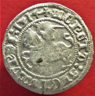 Silver Medieval Coin Sigismund I (1506 - 1548) 1/2 Grosch 1514 Poland,  Lithuania
