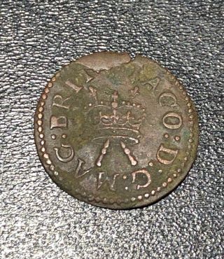 James I Lennox Medieval Hammered Armstrong Farthing 1613 - 1622 Very Rare Coin 2