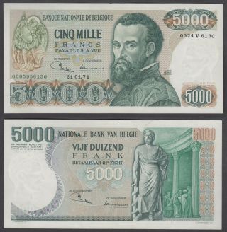 Belgium 5000 Francs 1971 (xf) Crisp Banknote P - 137a