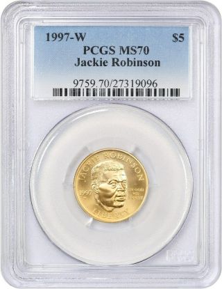 1997 - W Jackie Robinson $5 Pcgs Ms70 - Modern Commemorative Gold