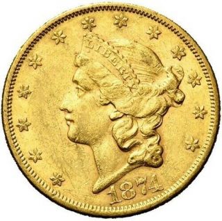 United States Of America 20 Dollars 1874 S Gold 33,  43 Grams State