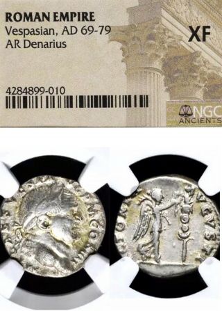 Ngc Xf Ancient Iconic Vespasian Judaea Capta Victory Denarius Roman Empire