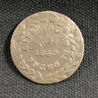 Mexico 1860 1/4 Real Mexican Coin Durango