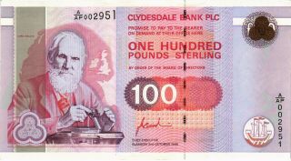 Scotland 100 Pounds Clydesdale Bank 2.  10.  1996