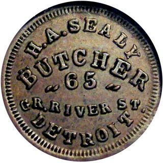1863 Detroit Michigan Civil War Token H A Sealy Butcher Ngc
