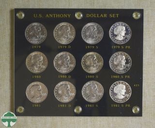 1979 - 1981 S Proof - U.  S.  Anthony Dollar Set In Plastic Holder