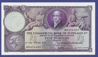 Gem Uncirculated 5 Pounds 1958 Banknote From Scotland