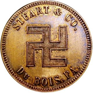 Pre 1933 Dubois Pennsylvania Good Luck Swastika Token Stuarts Clothes Small 25mm