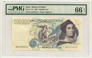 Italy 500000 Lire Raffaello 1997 Pmg Gem Unc 66