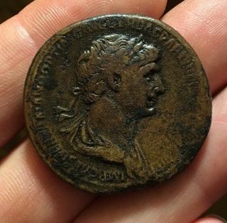 Scarce Ancient Roman Coin Sestertius Trajan 116 - 117ad Providentia Ric663 6.  5g