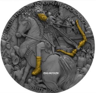 2018 2 Oz Silver Niue $5 White Horse,  Four Horseman Of The Apocalypse Coin.