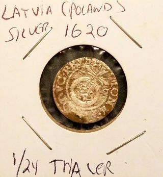 Hammered 1620 Silver 1/24 Thaler Late Medieval Era Latvia - Poland Coin