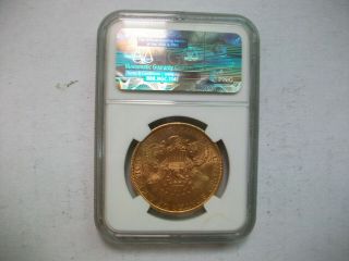 1890 - CC $20 NGC MS61 Gold Double Eagle Coin 2