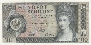 100 Schilling Aunc Crispy Banknote From Austria 1969 Pick - 146