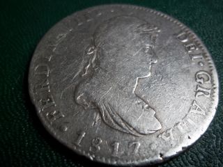 Peru Spanish Colonial Ferdinand Vii 1817 8 Reales Silver Coin,