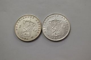 Netherlands Antilles 1 Gulden 1964 Fish,  Gulden 1964 Star & Fish Silver B18 Zy3
