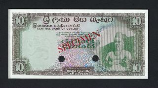 Ceylon Sri Lanka 10 Rupees Nd (1969 - 77) P74ct Color Trial Uncirculated