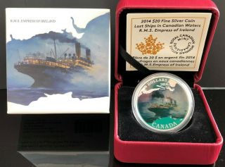 2014 $20 Fine Silver Coin Lost Ships In Canadian Waters R.  M.  S Empress Of Ireland