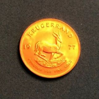 1977 Krugerrand 1 Oz Gold.  999 Fine Gold Au Fyngoud 1troy Ounce Gold
