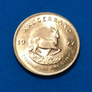 1977 Krugerrand 1 Oz Gold.  999 Fine Gold AU Fyngoud 1Troy Ounce Gold 2