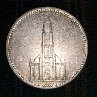 Germany 5 Reichsmark 1934 A (berlin) - Vf,  Potsdam Church,  Eagle,  Swastikas