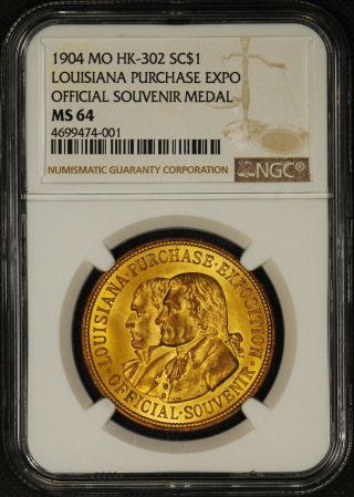1904 Louisiana Purchase Official Medal.  Ngc Ms - 64 Us Medal Hk - 302