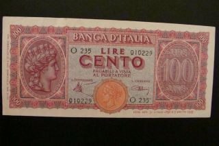 Italy 100 Lire 1943 Crisp Au/unc