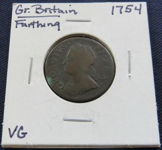 1754 Farthing From Great Britain,  King George Ii