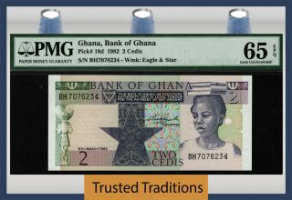Tt Pk 18d 1982 Ghana 2 Cedis - Bank Of Ghana Pmg 65 Epq Gem Uncirculated