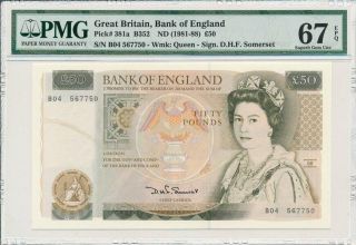 Bank Of England Great Britain 50 Pounds Nd (1981 - 88) Pmg 67epq