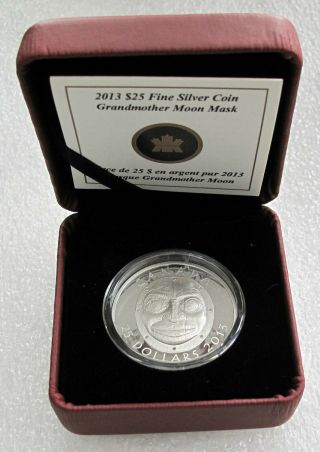 2013 Canada 9999 Silver $25 Dollars Grandmother Moon Mask High Relief
