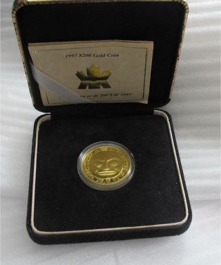 1997 Canada $200 Dollars Gold Coin Haida Mask " The Raven " 22k - 1/2 Oz Proof