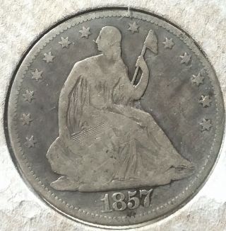 1857 Seated Liberty Half Dollar: Good To Very Good/ Problem
