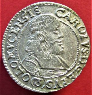 Silver Medieval Coin 3 Kreuzer 1670 Karl Ii Von Liechtenstein - Kastelkorn Austria