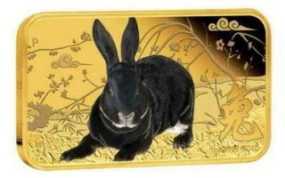 Cook Islands 2011 $100 Year Of The Rabbit Rectangle 1 Oz Gold Proof Coin