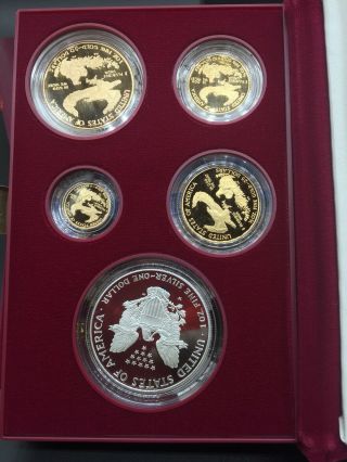 1995 W 10th Anniversary Proof American Eagle 4 Coin Gold & Silver Eagle Set 3