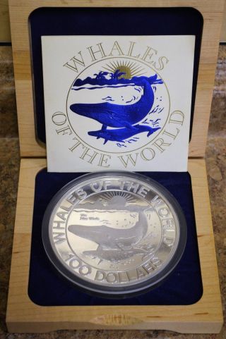 1993 Bahamas Whales Of The World Blue Whale $100 1 Kilo 32.  15 T Oz.  999 Silver