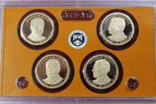 2013 - S Presidents 4 - Coin Proof Set,  4 - Proof $1 Coins In Case,  No Package