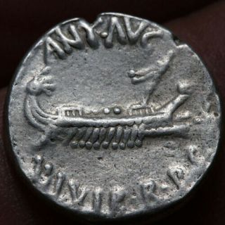 Rare Roman Coin Silver Denarius Marc Antony 33 Bc Military Legion Xi