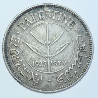 Palestine British Mandate 50 Mils,  1927 Silver Coin Ef