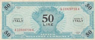 1943 Italy 50 Lire Allied Millitary Currency Note,  Pick M14b