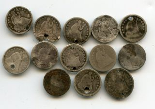 13 Silver Us Seated Half Dimes - Really - L@@k