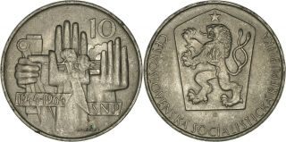 Czechoslovakia: 10 Korun Silver 1964 (slovak Uprising) Unc -