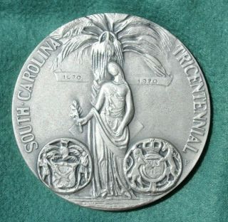 1670 - 1970 3 In South Carolina Silver Tricenten Medal By Philadelphia P 30